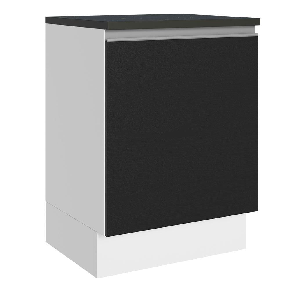 Balcão 100% MDF 60 cm 1 Porta Branco/Preto Acordes Madesa