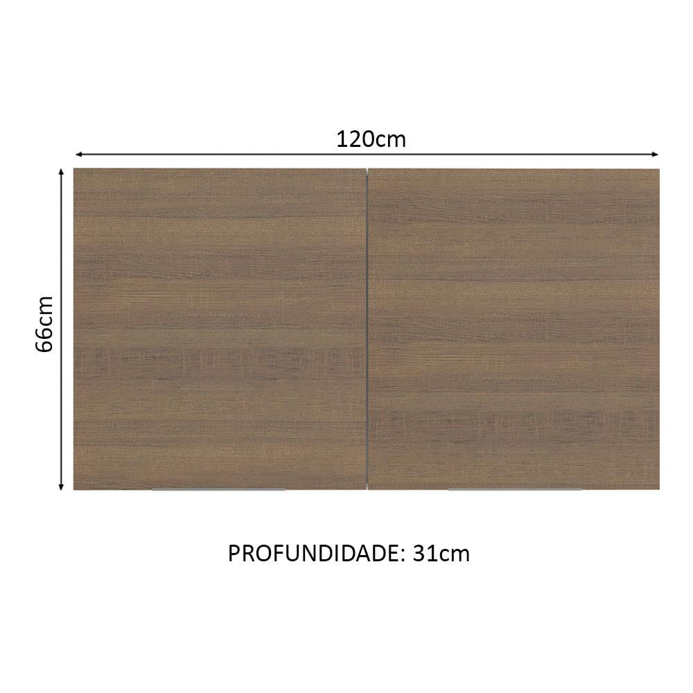 Armário Aéreo Madesa Stella 120 cm 2 Portas - Branco/Rustic Branco/Rustic