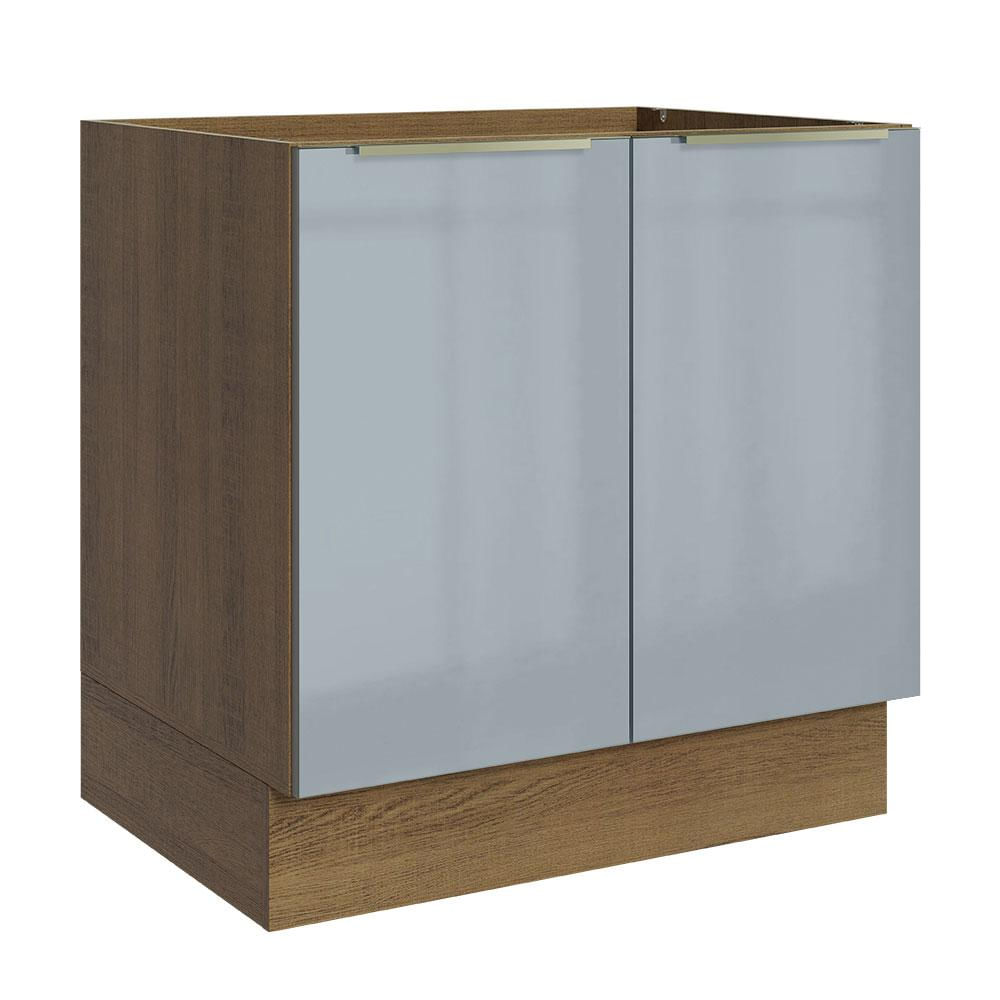 Balcão Madesa Lux 80 cm 2 Portas - Rustic/Cinza