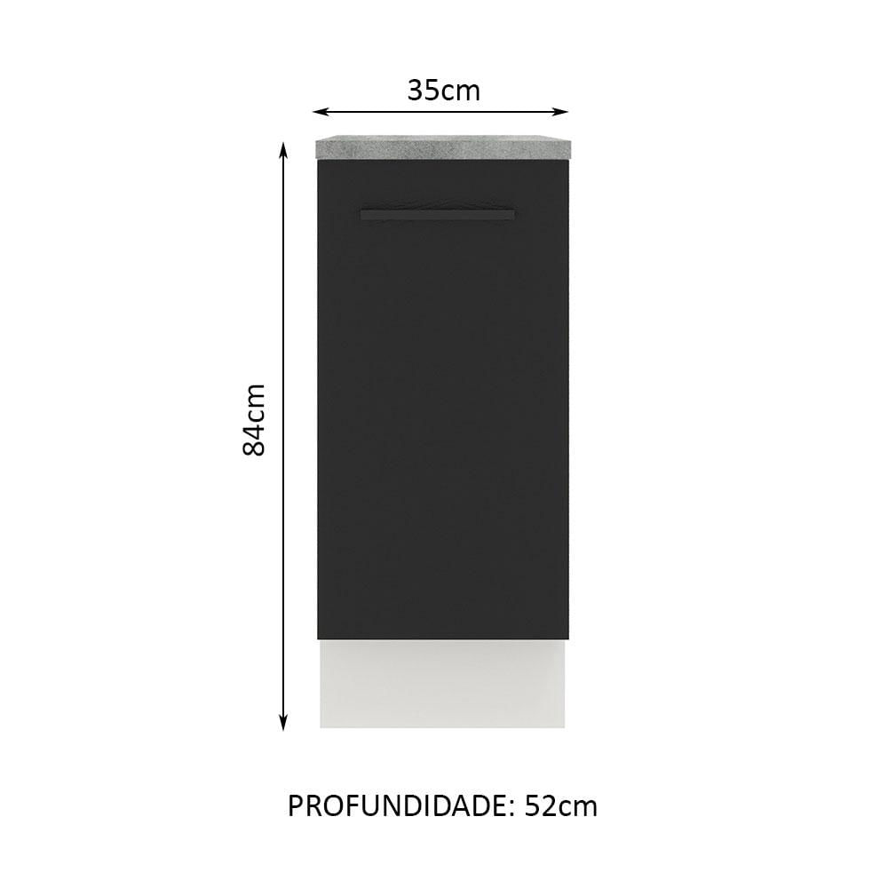 Balcão Madesa Agata 35 cm 1 Porta - Branco/Preto Branco/Preto