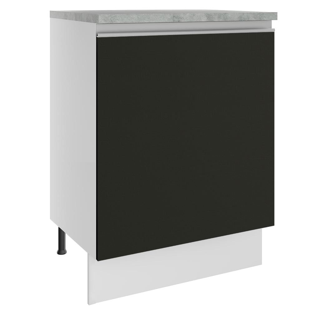 Balcão Madesa Glamy 60 cm 1 Porta - Branco/Preto