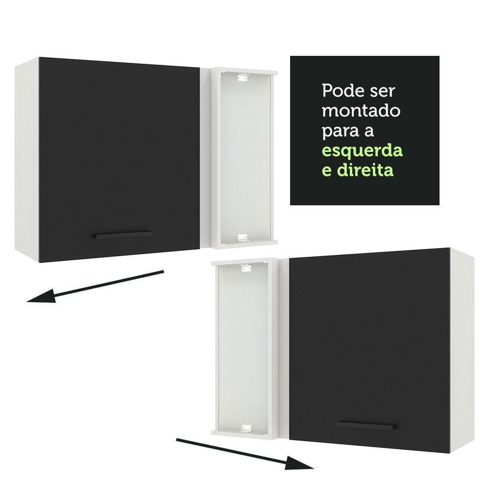 Armário Aéreo de Canto Madesa Agata 1 Porta - Branco/Preto Branco/Preto