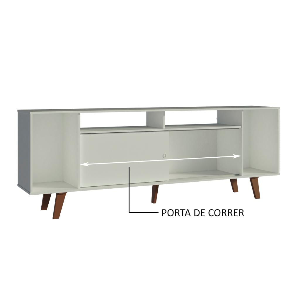 Rack para TV até 65 Polegadas Madesa Cancun com Pés - Branco/Rustic/Branco Branco/Rustic