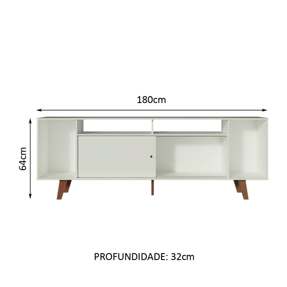 Rack para TV até 65 Polegadas Madesa Cancun com Pés - Branco/Rustic/Branco Branco/Rustic