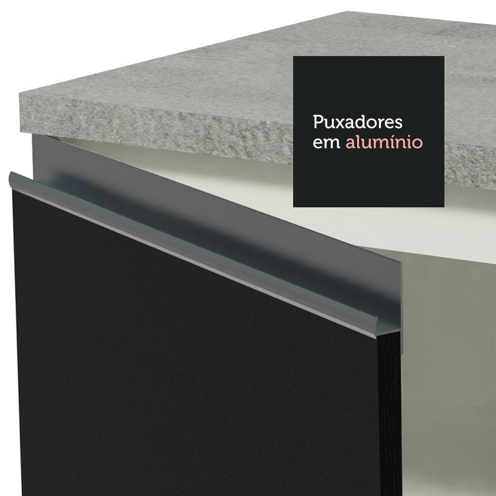 Balcão de Pia Madesa Glamy 2 Portas e 3 Gavetas - Branco/Preto Branco/Preto