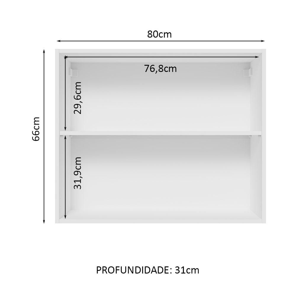 Armário Aéreo Madesa Glamy 80 cm 2 Portas - Branco/Preto Branco/Preto