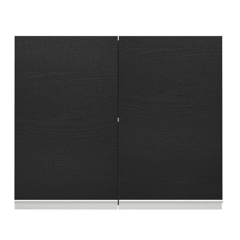 Armário Aéreo Madesa Glamy 80 cm 2 Portas - Branco/Preto Branco/Preto