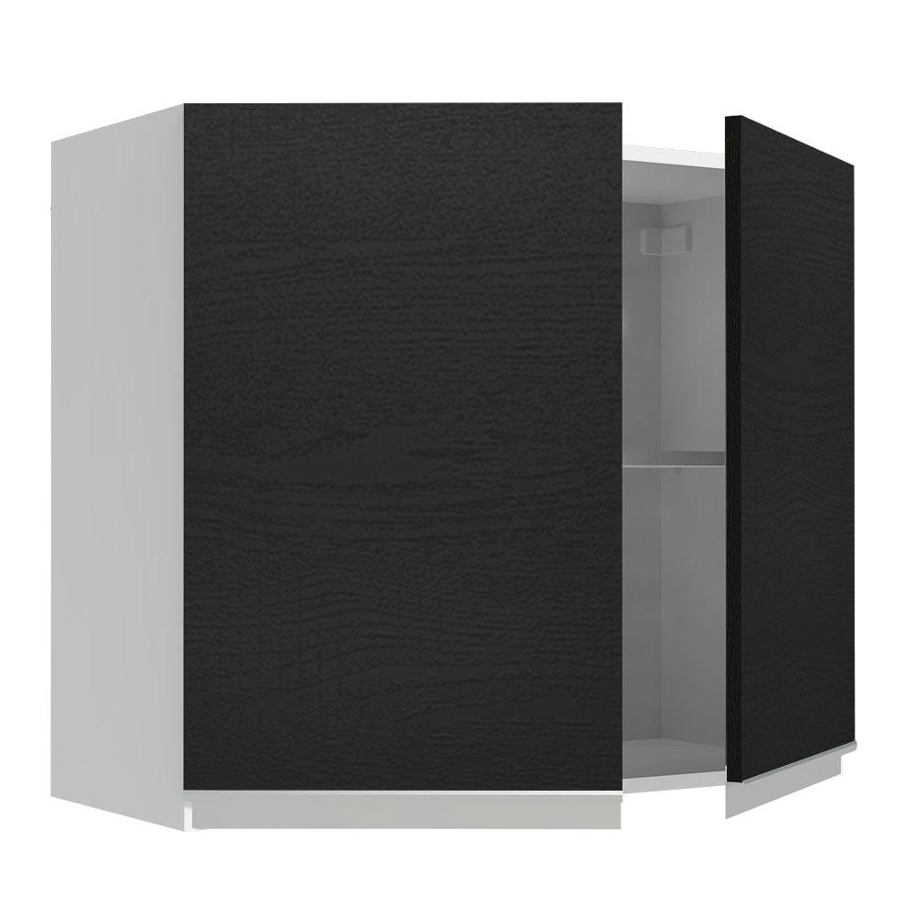 Armário Aéreo Madesa Glamy 80 cm 2 Portas - Branco/Preto Branco/Preto