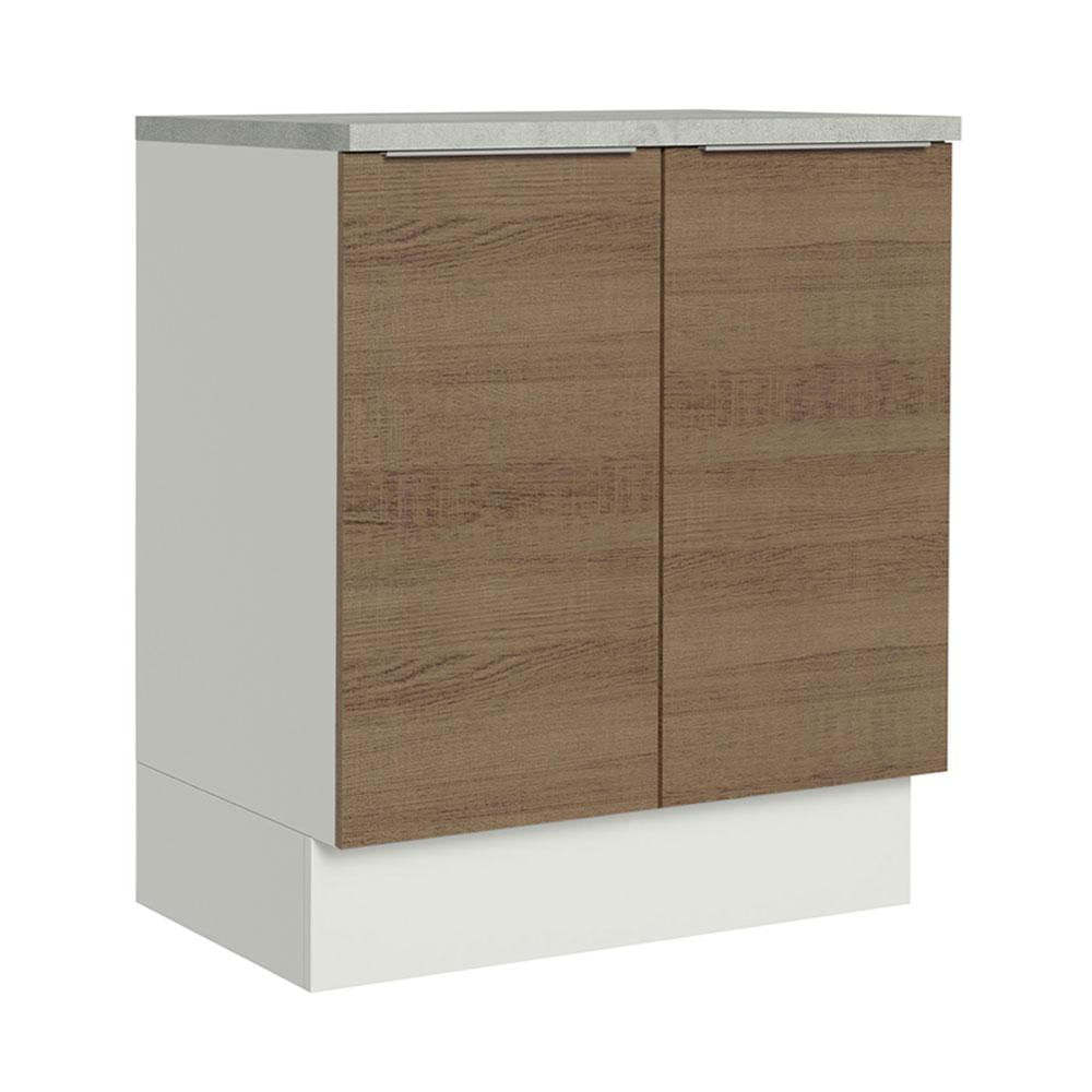 Balcão de Cozinha Madesa Stella 70 cm 2 Portas - Branco/Rustic