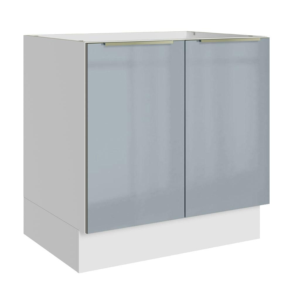 Balcão Madesa Lux 80 cm 2 Portas - Branco/Cinza