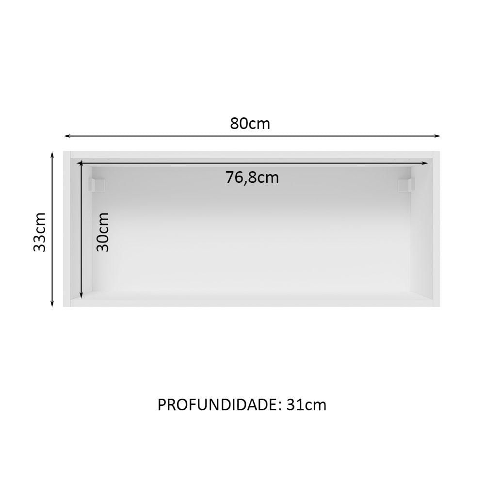 Armário Aéreo Madesa Lux 80 cm 1 Porta Basculante - Branco/Branco Veludo Branco/Branco Veludo