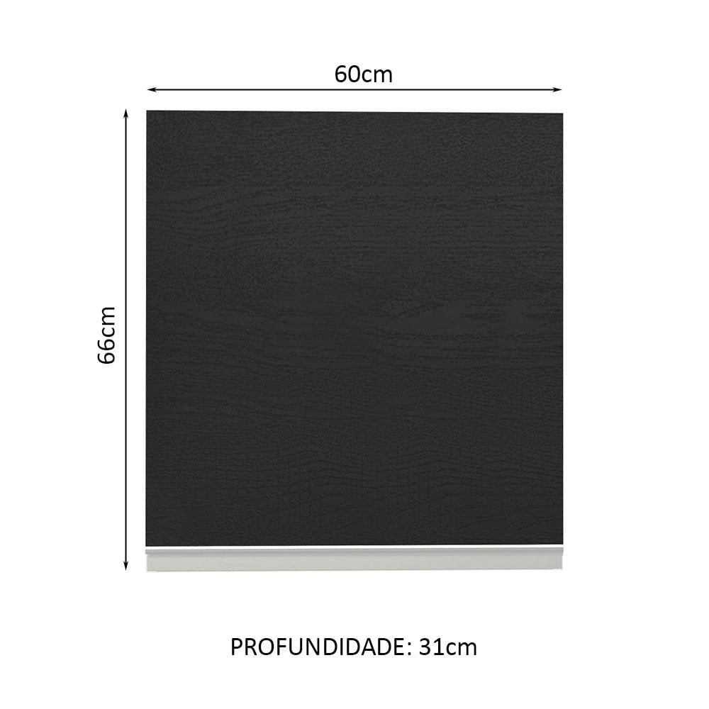 Armário Aéreo Madesa Glamy 60 cm 1 Porta - Branco/Preto Branco/Preto