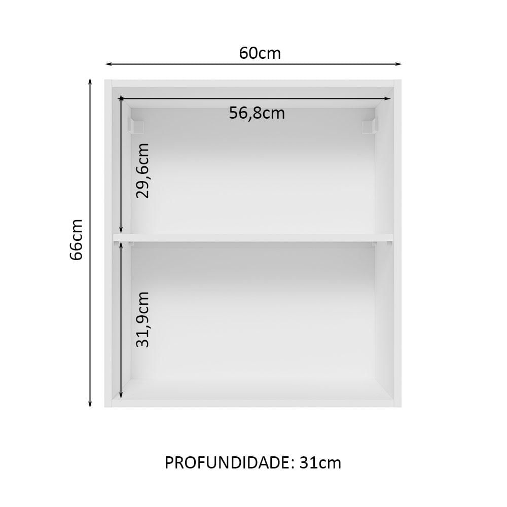 Armário Aéreo Madesa Glamy 60 cm 1 Porta - Branco/Preto Branco/Preto