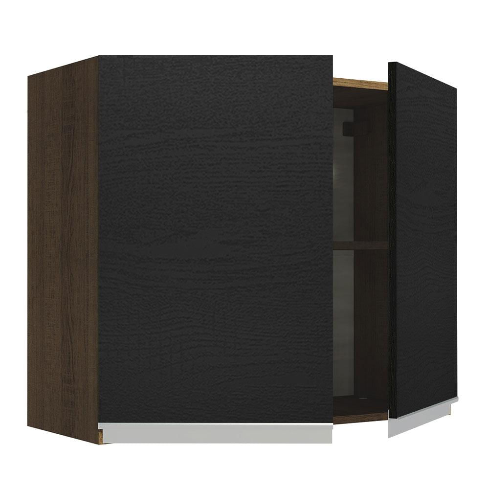 Armário Aéreo Madesa Glamy 80 cm 2 Portas - Rustic/Preto Rustic/Preto