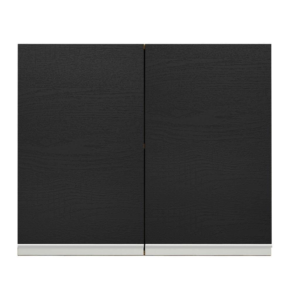 Armário Aéreo Madesa Glamy 80 cm 2 Portas - Rustic/Preto Rustic/Preto