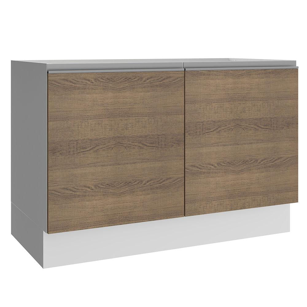 Balcão Gabinete de Pia Madesa Glamy 120 cm 2 Portas - Branco/Rustic