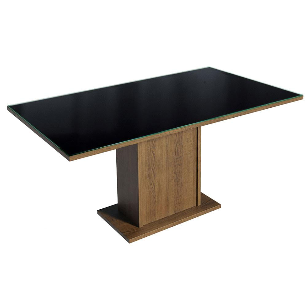 Mesa Madesa Retangular Tampo de Vidro 5275 Rustic/Preto