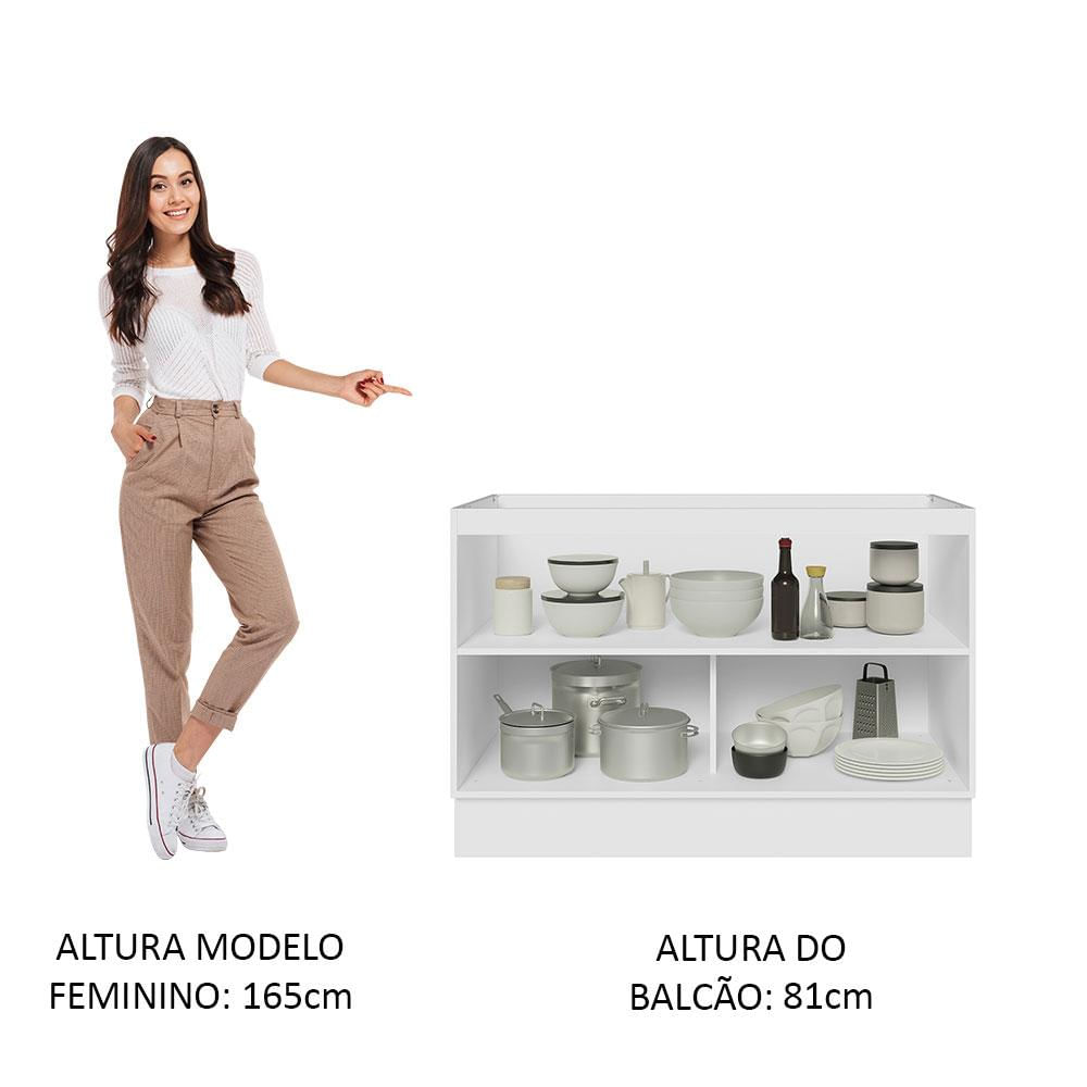 Balcão de Pia Madesa Lux 120 cm 2 Portas - Branco/Cinza Branco/Cinza