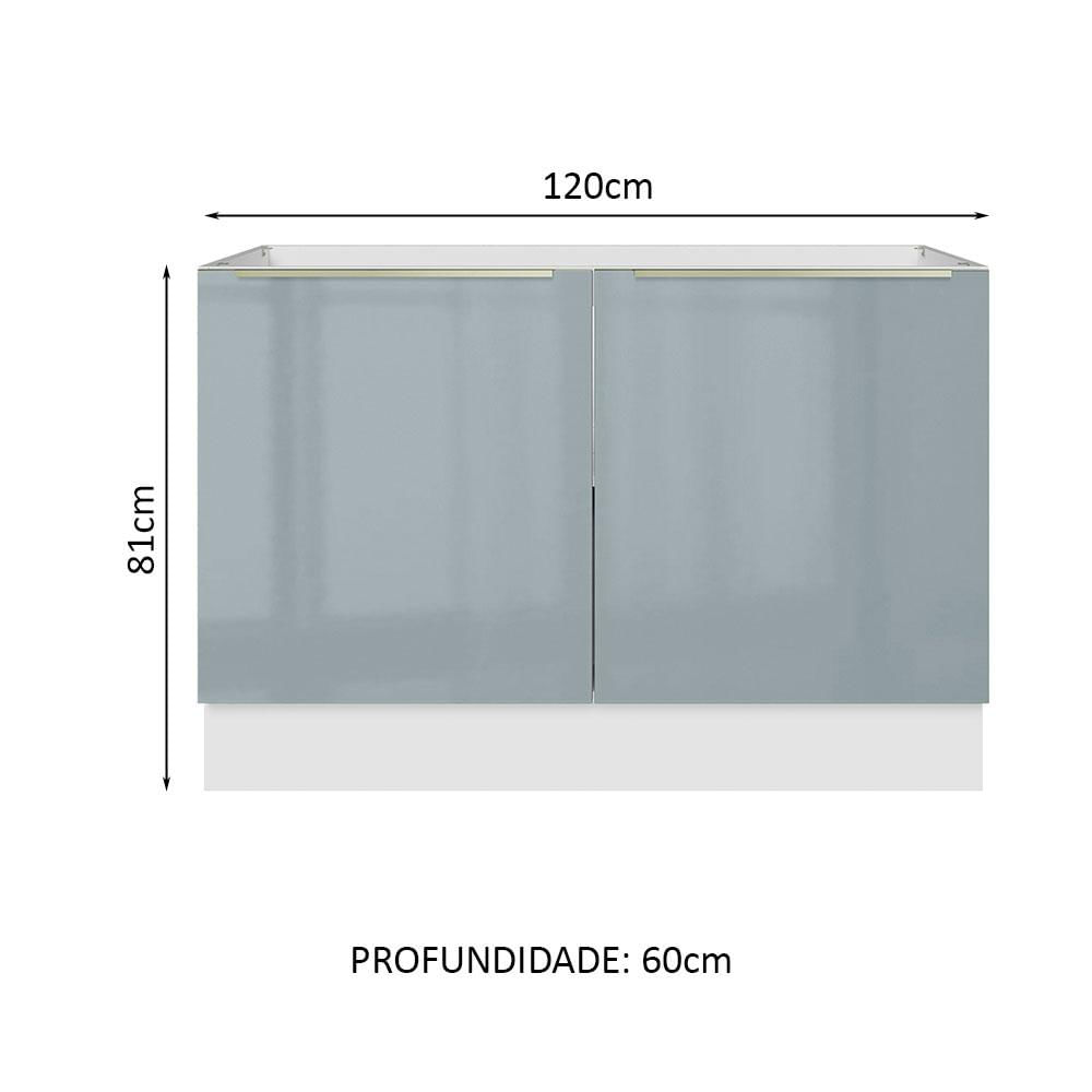 Balcão de Pia Madesa Lux 120 cm 2 Portas - Branco/Cinza Branco/Cinza