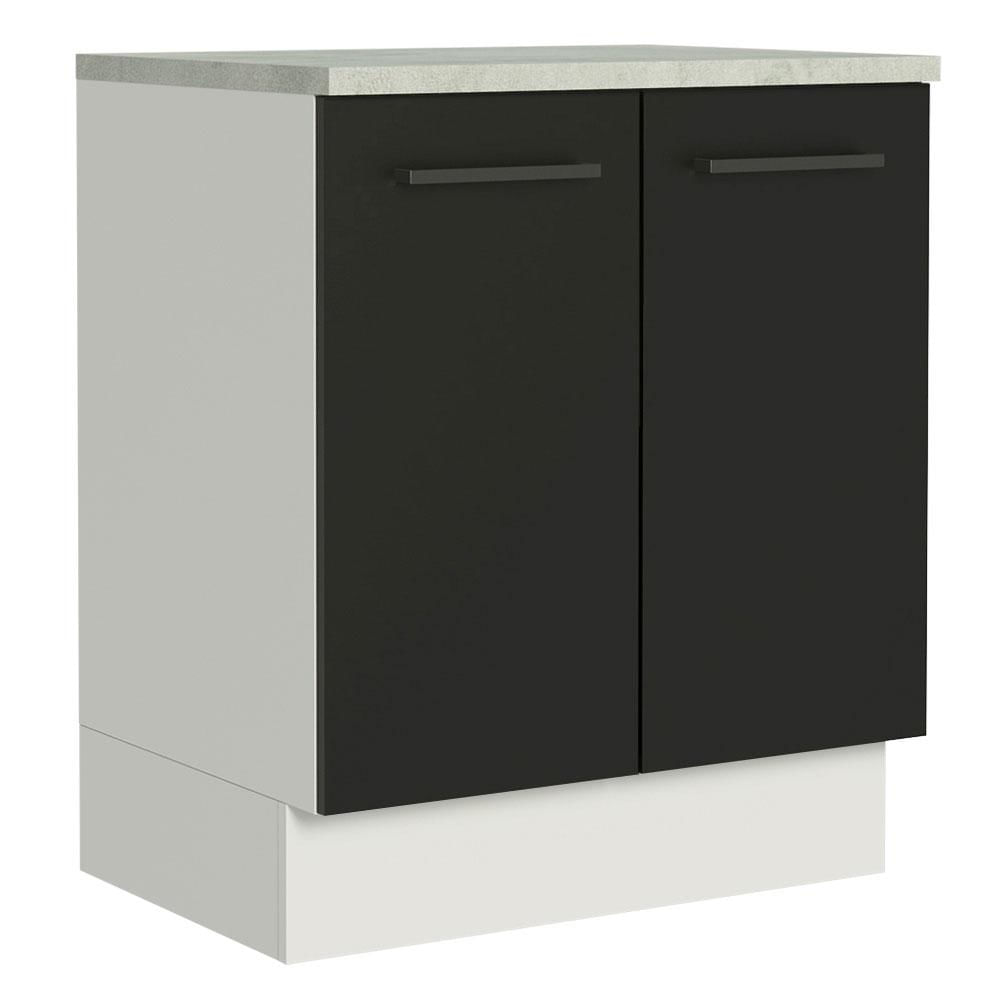 Balcão de Cozinha Madesa Agata 70 cm 2 Portas - Branco/Preto