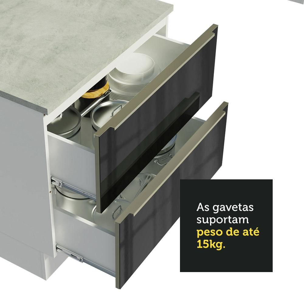 Balcão Madesa Lux 80 cm 2 Gavetas - Branco/Preto Branco/Preto