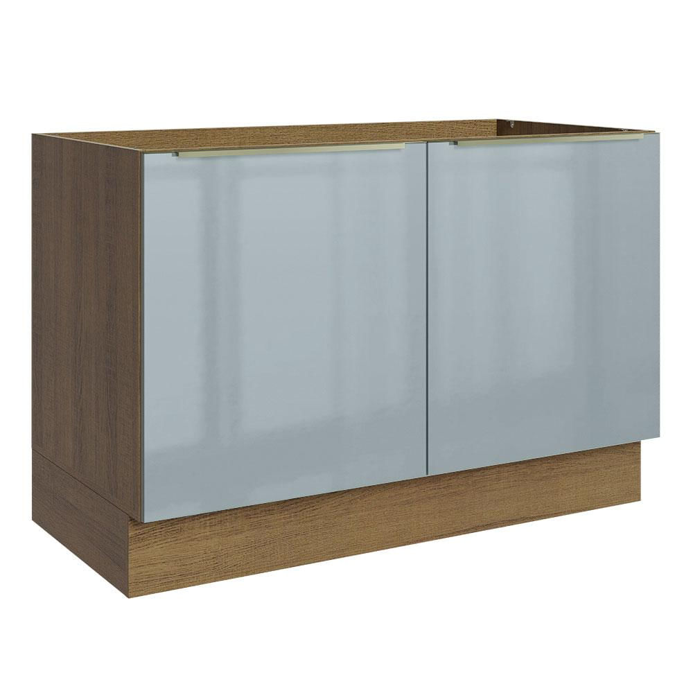 Balcão Gabinete de Pia Madesa Lux 120 cm 2 Portas - Rustic/Cinza