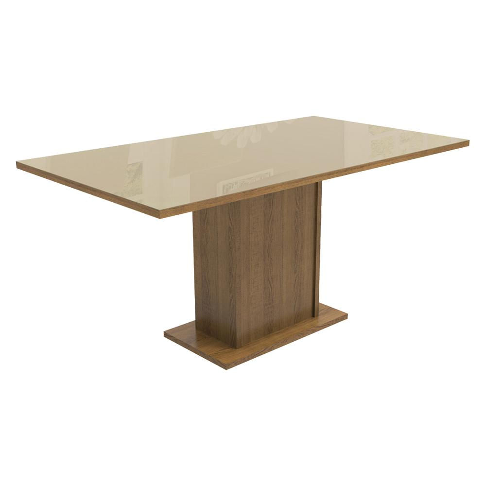 Mesa Madesa Retangular Tampo de Vidro 5275 - Rustic/Crema