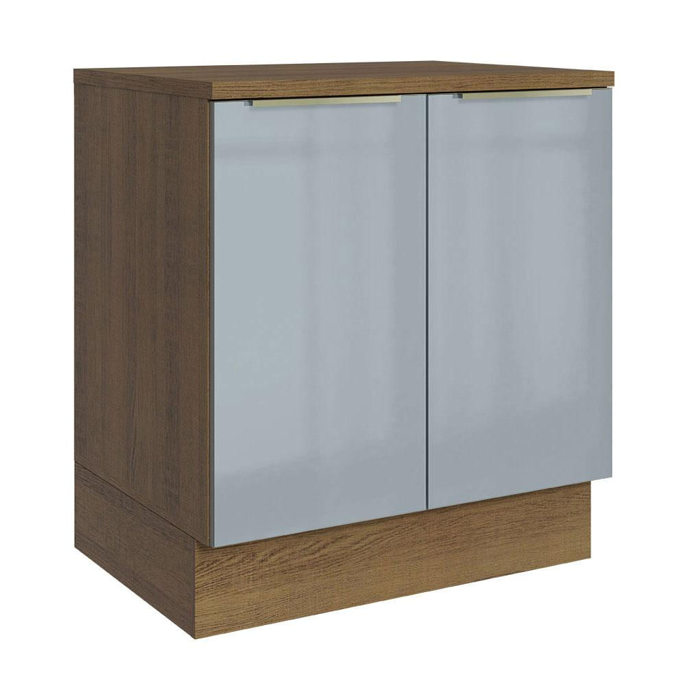 Balcão Madesa Lux 70 cm 2 Portas - Rustic/Cinza (Com Tampo)