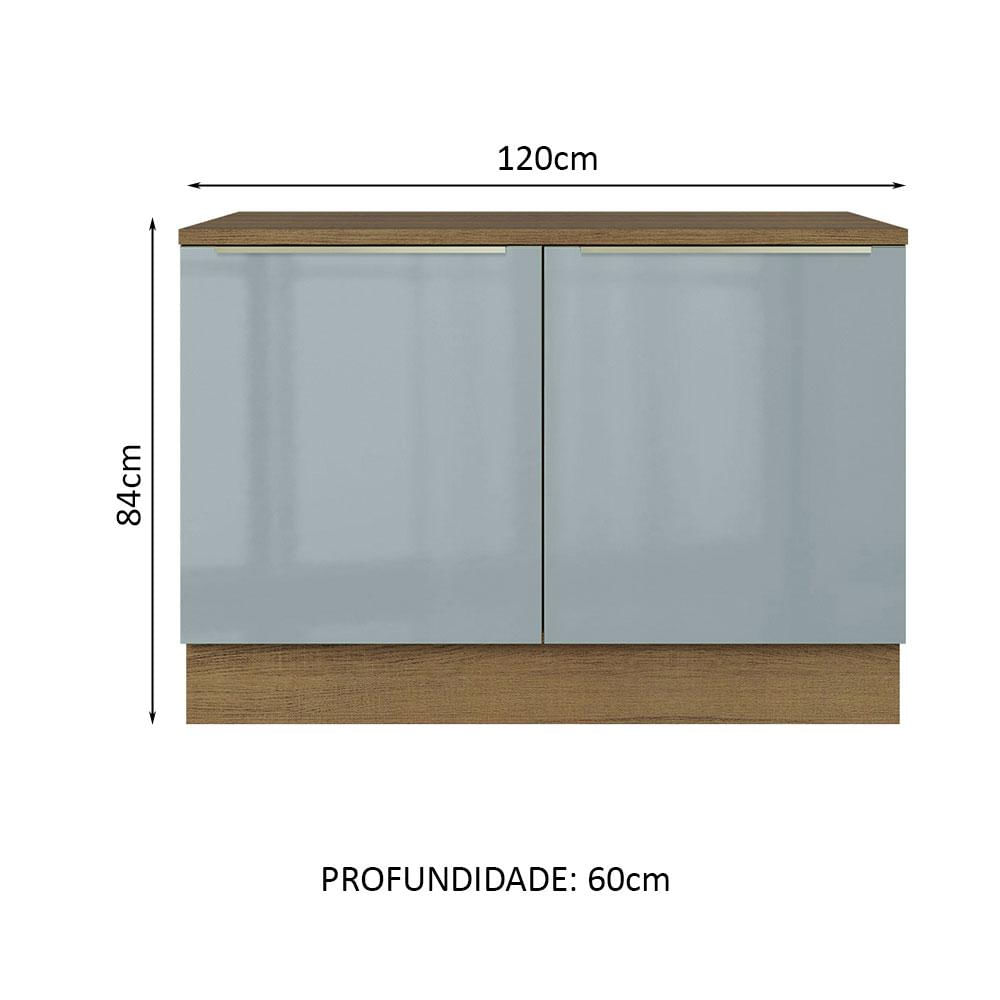 Balcão de Pia 120 cm 2 Portas Rustic/Cinza Lux Madesa Rustic/Cinza