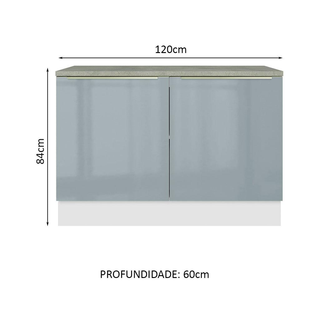 Balcão de Pia 120 cm 2 Portas Branco/Cinza Lux Madesa Branco/Cinza