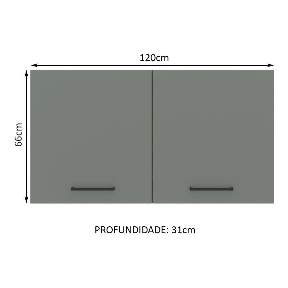 Armário Aéreo Madesa Agata 120 cm 2 Portas - Rustic/Cinza Rustic/Cinza