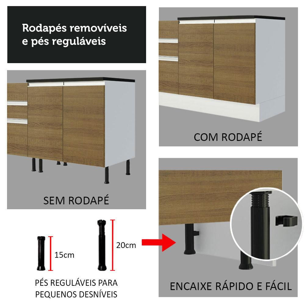 Balcão Madesa Acordes 100% MDF 80 cm 2 Portas - Branco/Rustic Branco/Rustic