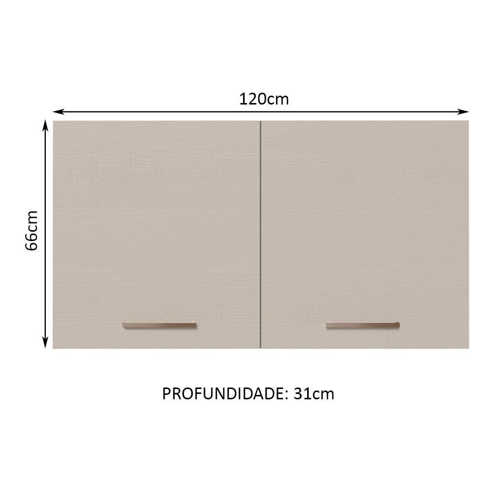 Armário Aéreo 120 cm 2 Portas Branco/Crema Agata Madesa Branco/Crema