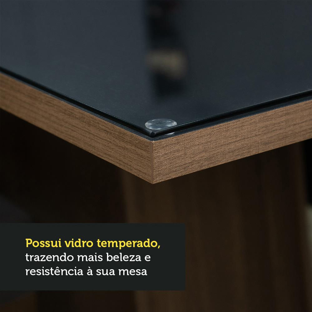 Conjunto Sala de Jantar Madesa Grazi Mesa Tampo de Vidro com 4 Cadeiras - Rustic/Preto/Imperial Rustic/Preto/Imperial