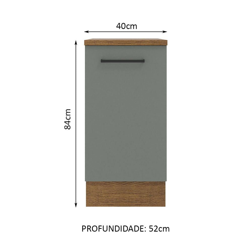 Balcão Madesa Agata 40 cm 1 Porta - Rustic/Cinza Rustic/Cinza