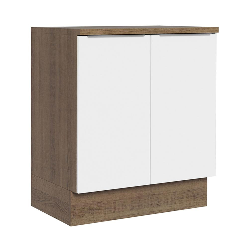 Balcão de Cozinha Madesa Stella 70 cm 2 Portas - Rustic/Branco