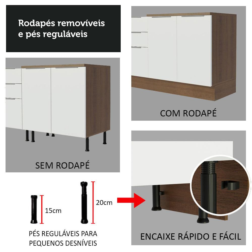 Balcão de Cozinha Madesa Stella 70 cm 2 Portas - Rustic/Branco Rustic/Branco