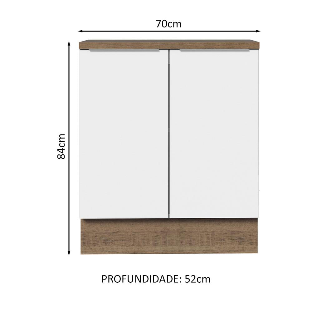 Balcão de Cozinha Madesa Stella 70 cm 2 Portas - Rustic/Branco Rustic/Branco