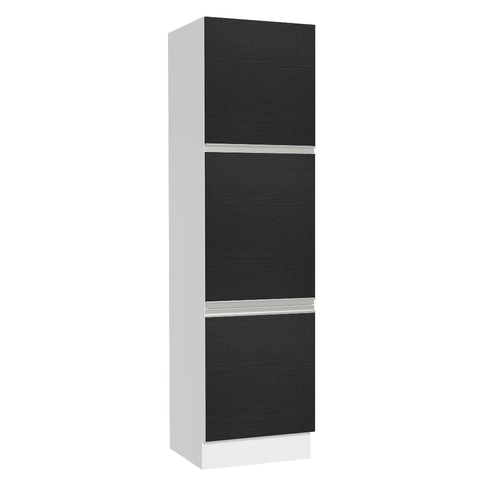 Paneleiro Madesa Glamy 60 cm 3 Portas - Branco/Preto