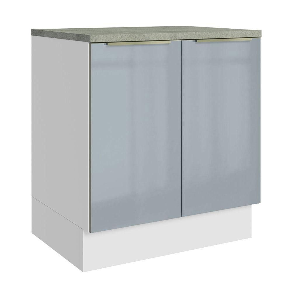 Balcão Madesa Lux 70 cm 2 Portas - Branco/Cinza (Com Tampo)