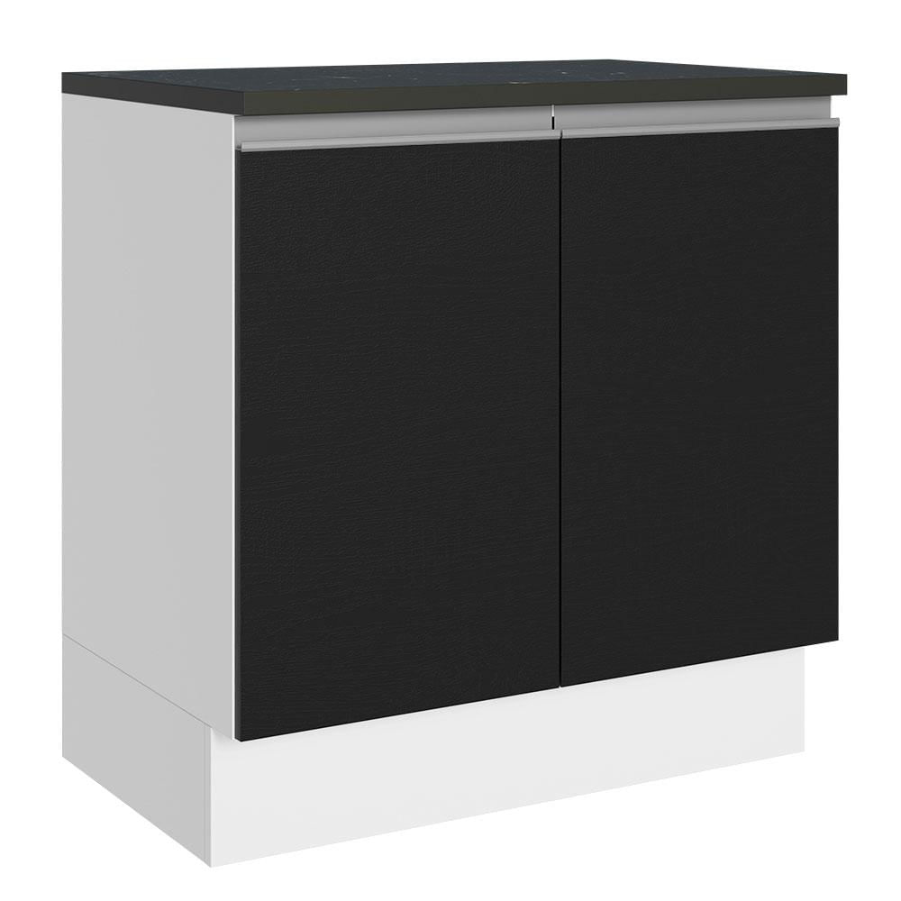 Balcão 100% MDF 80 cm 2 Portas Branco/Preto Acordes Madesa