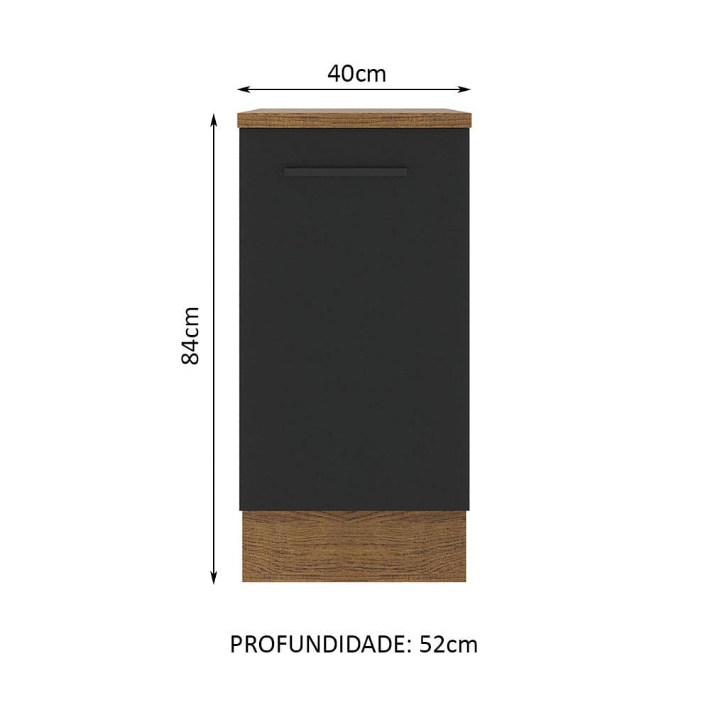 Balcão Madesa Agata 40 cm 1 Porta - Rustic/Preto Rustic/Preto