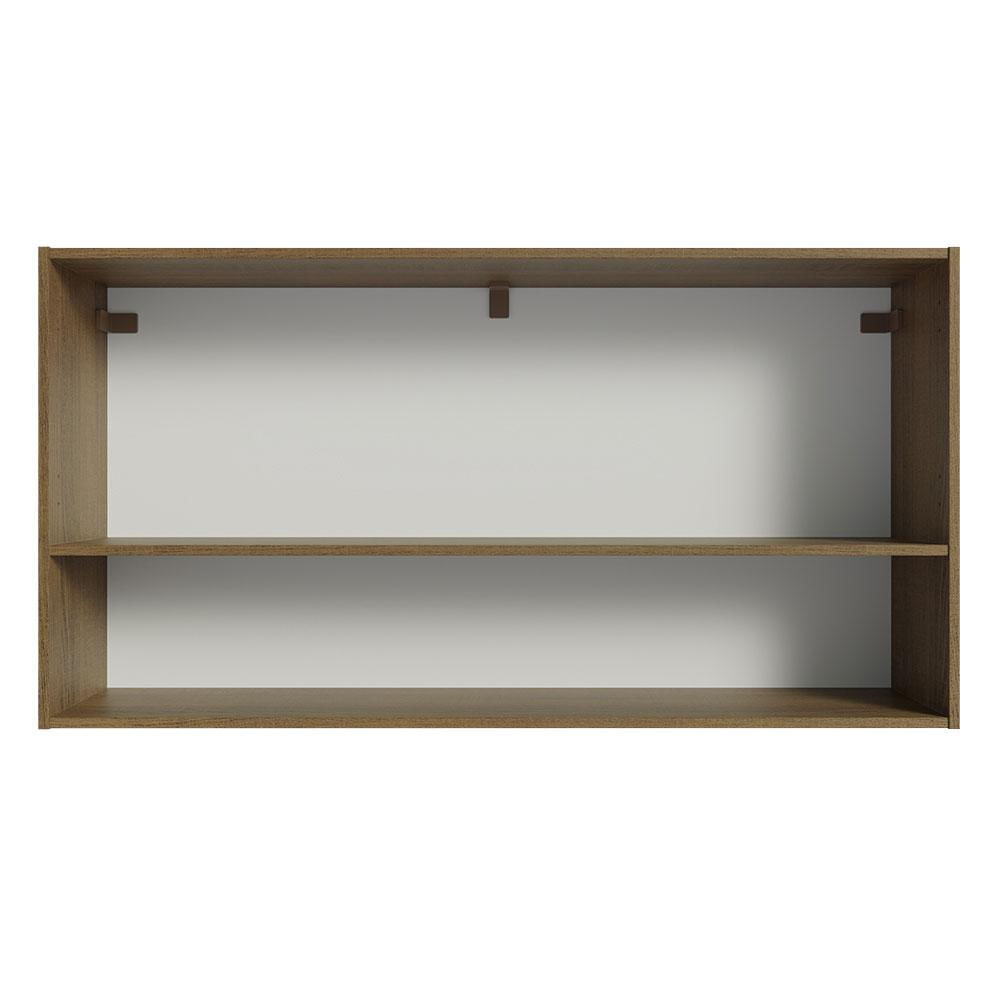 Armário Aéreo Cozinha 105cm 2 Portas 1 Nicho Rustic/Cinza Emilly Madesa Rustic/Cinza