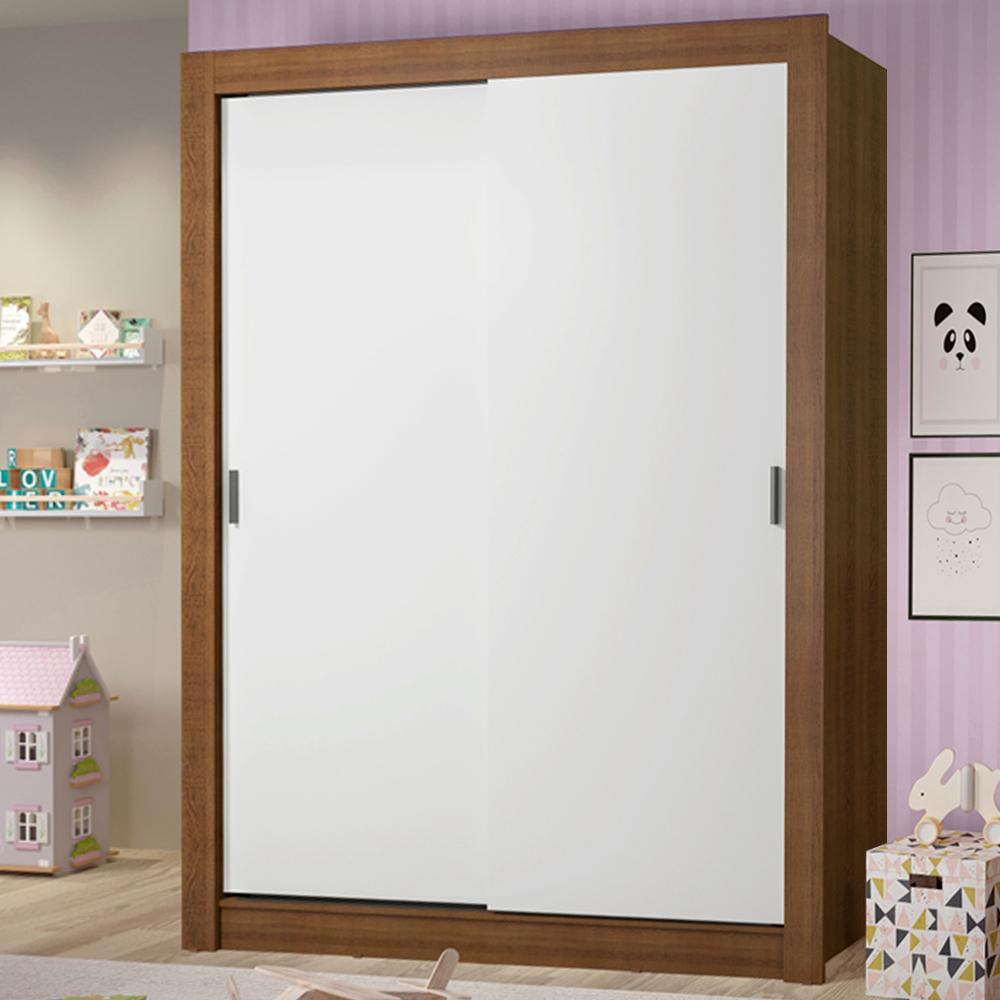 Guarda-Roupa Infantil Madesa Theo 2 Portas de Correr 4 Gavetas - Rustic/Branco