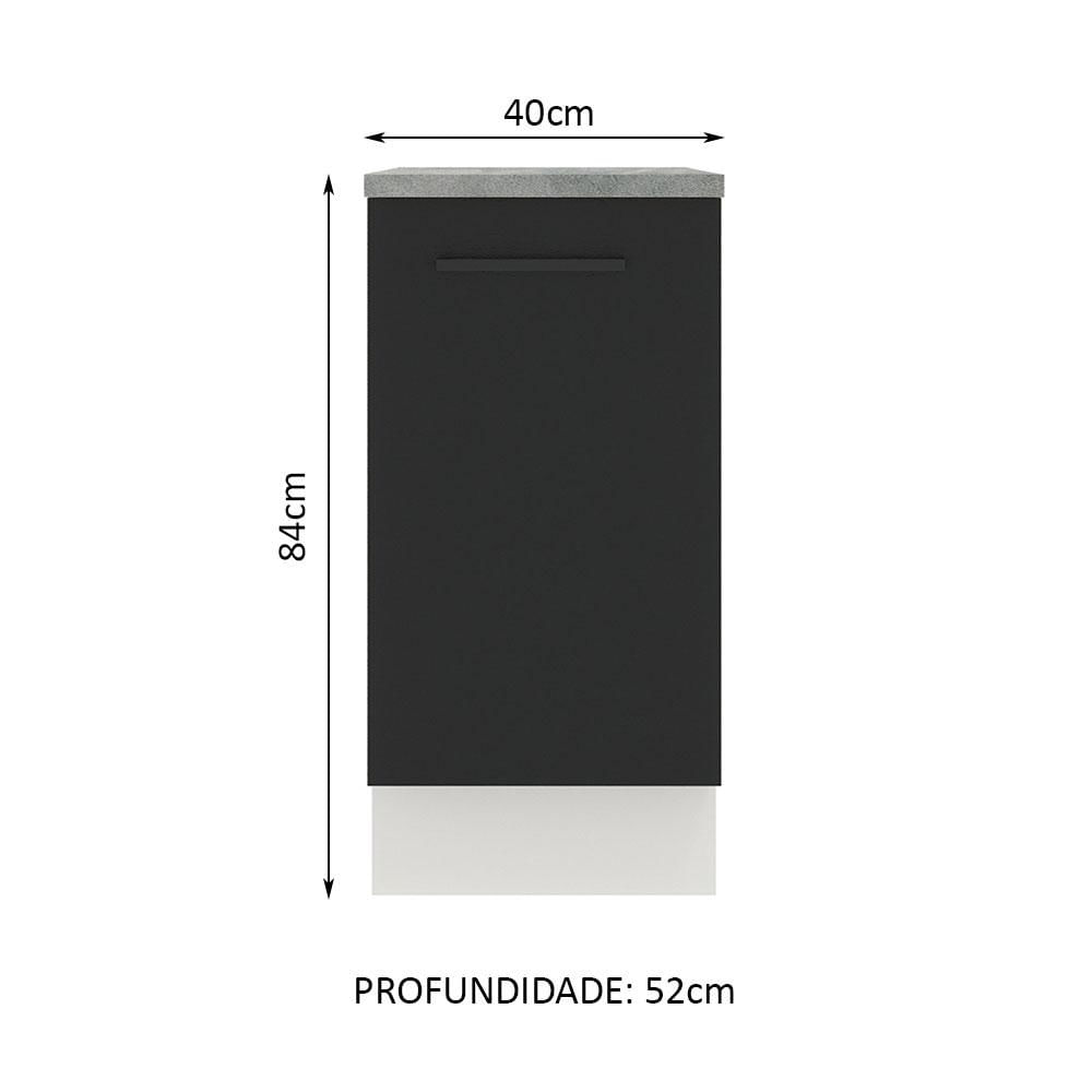 Balcão Madesa Agata 40 cm 1 Porta - Branco/Preto Branco/Preto