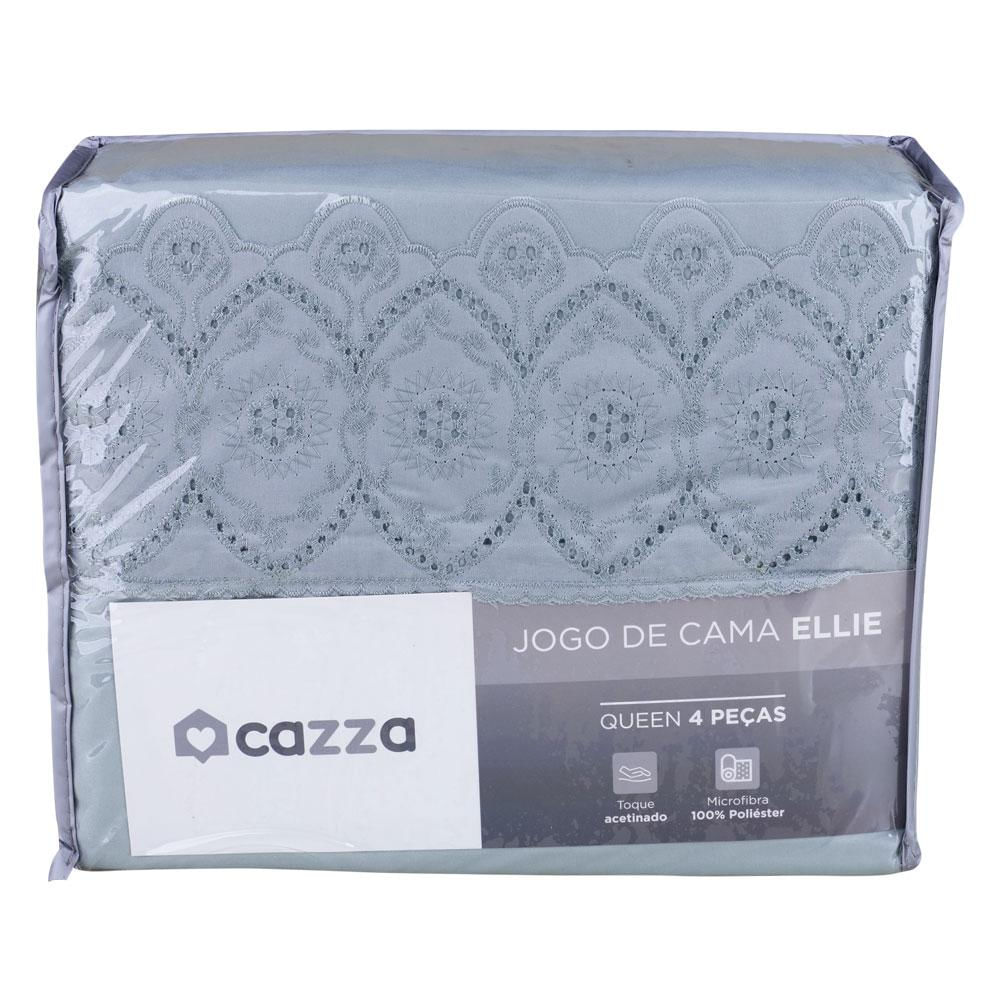 Jogo de Cama Queen 4 Peças Microfibra Bordado Inglês Cazza Ellie Fendi Queen / Fendi