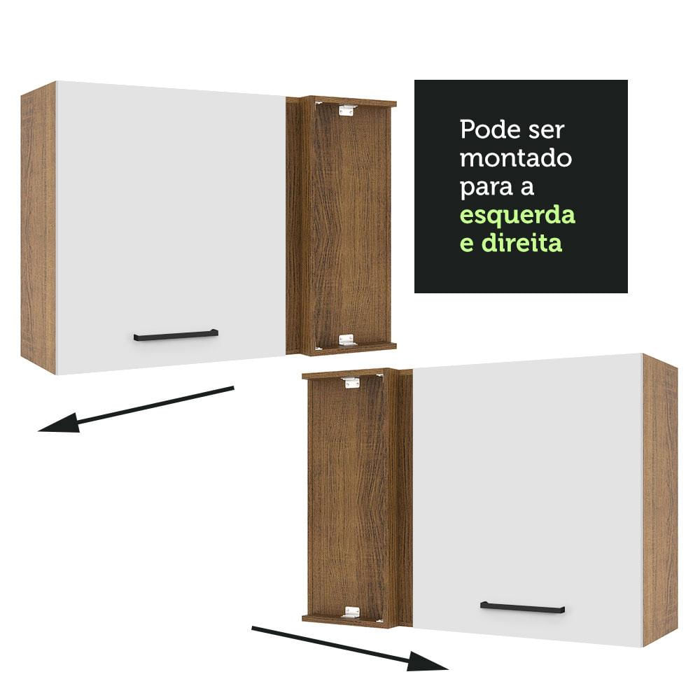 Armário Aéreo de Canto Madesa Agata 1 Porta – Rustic/Branco Rustic/Branco