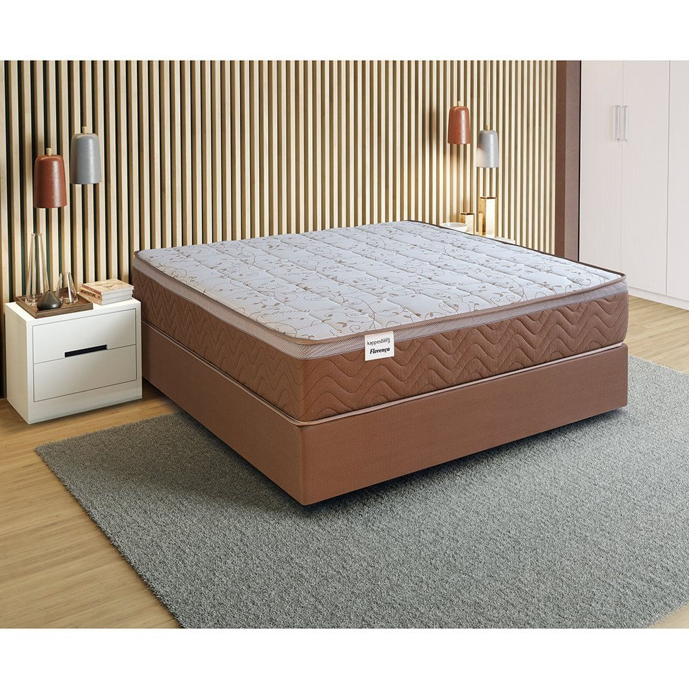 Conjunto Cama Box Casal de Molas Kappesberg Florença 138x188 CBCOL-025 Beringela