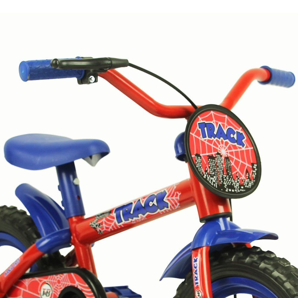 Bicicleta Arco-Íris Aro 12 Rodinhas Laterais Track Bikes Azul/Vermelho