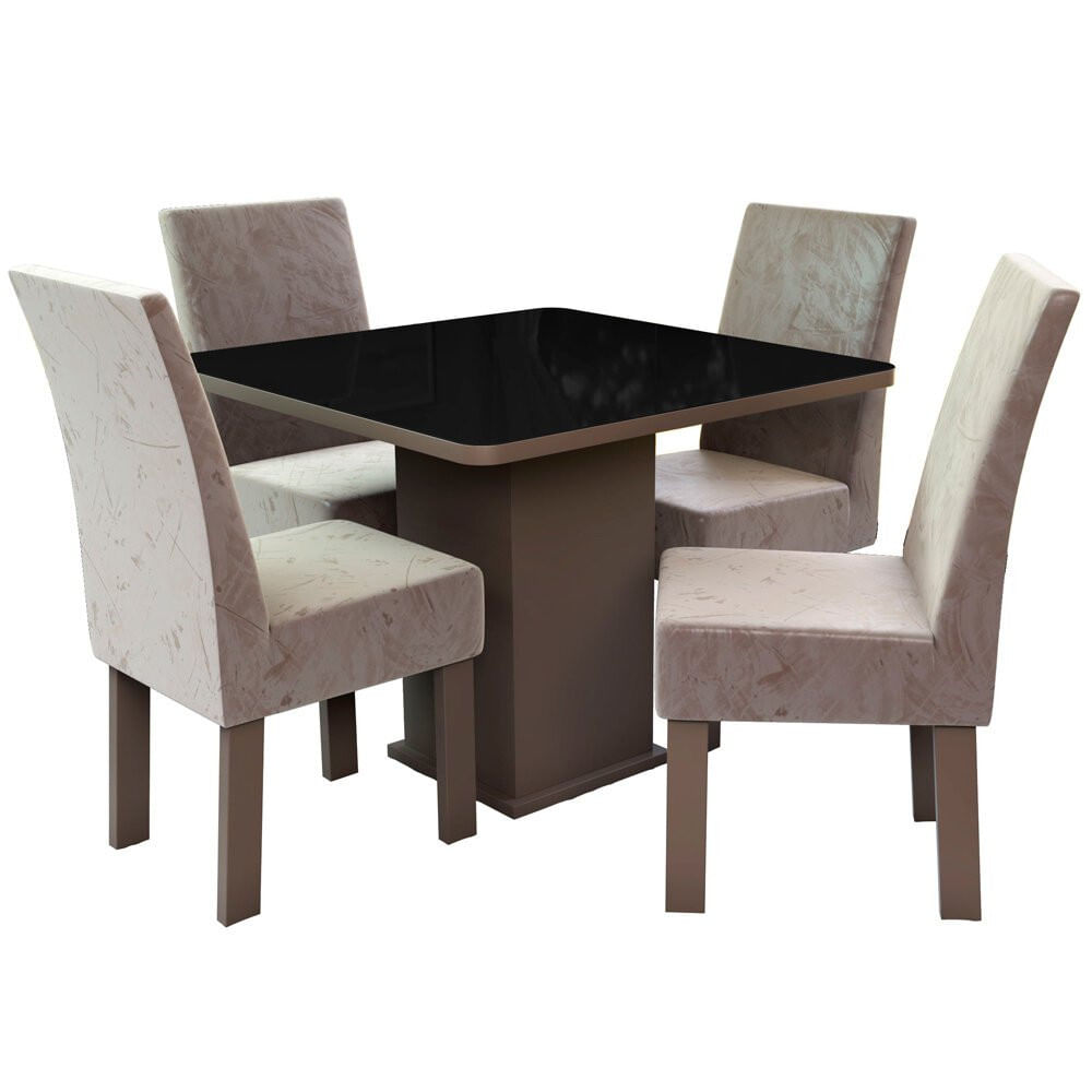 Conjunto Mesa 4 Cadeiras Talismã New Ônix Madeira Eucalipto